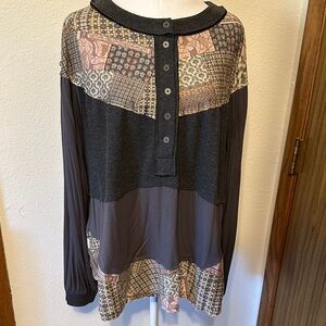 POL NWOT Multicolor Patchwork Button Down Shirt